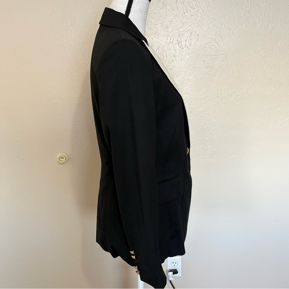 Escada Bavoya Wool Contrast Single Breasted Blazer Jacket in Black Womens 36 - Picture 2 of 12